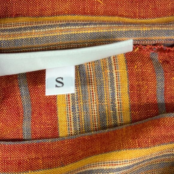 Bryn Walker Etta Red Yellow Striped Woven Cotton Cowl Neck Sleeveless Tank Top S - Picture 9 of 11